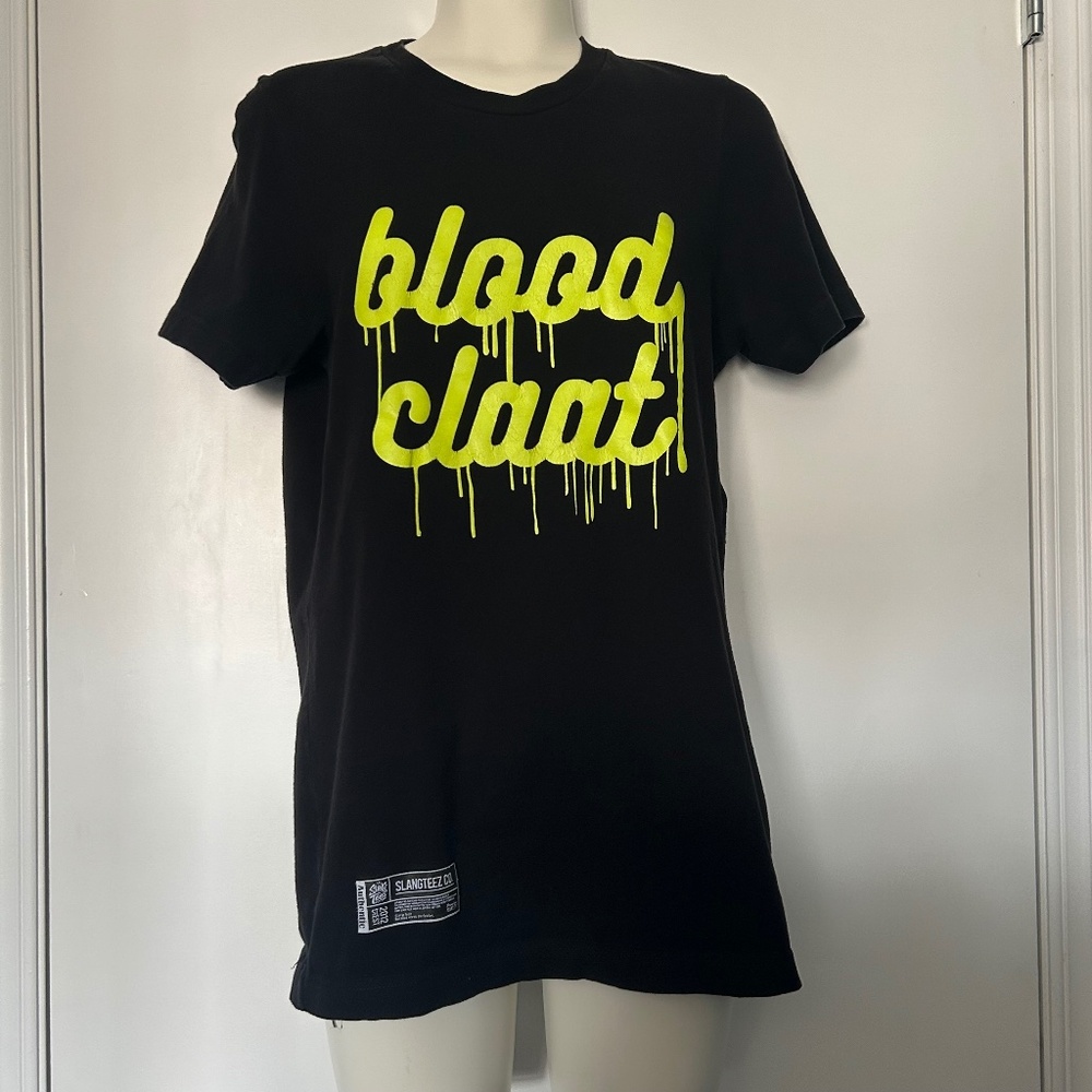 Slangteez Co. ‘Blood Claat’ Black & Neon Text Unisex Graphic T-shirt